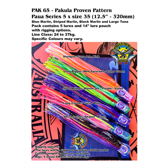 PAK 65 - Pakula Proven Pattern Paua Series - 5 x size 35 (12.5” - 320mm)