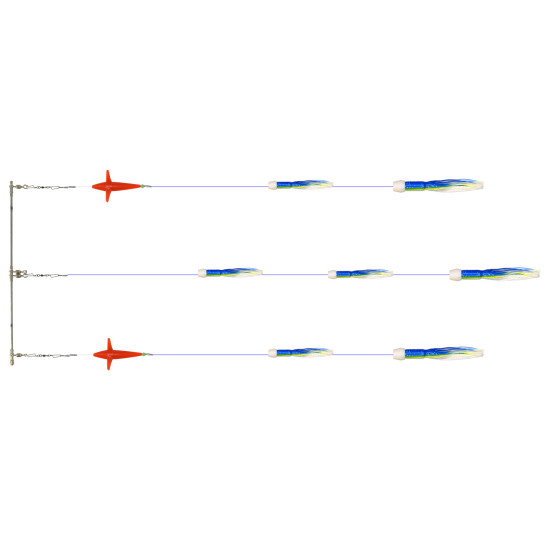 12" Blue White Lumo DaisySquid Spreader Bar - With Options